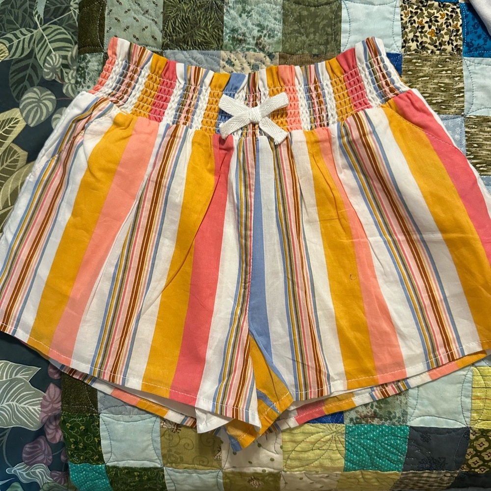 Striped Multicolor Girls Shorts